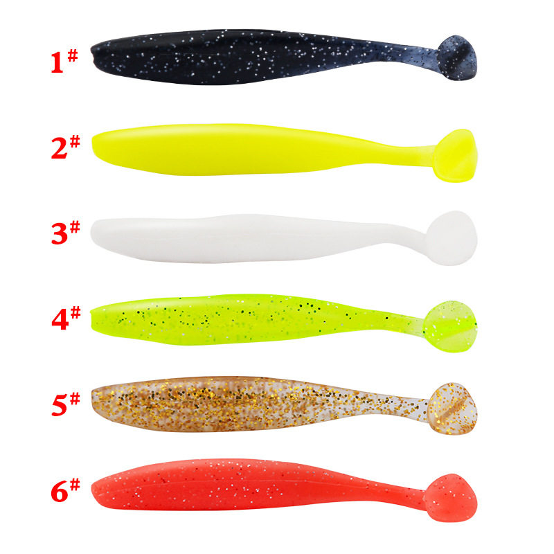Soft bait freshwater T-tail fish 10 pieces/bag Lure soft worm lead head hook micro object far throw bass pike fake bait set 