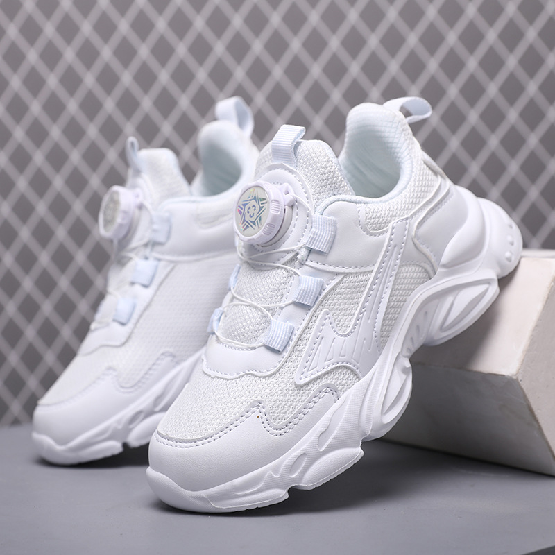 Zapatos blancos para niños primavera y otoño nuevos zapatos blancos de malla para niños y niñas zapatos negros para estudiantes primarios zapatos escolares para niños