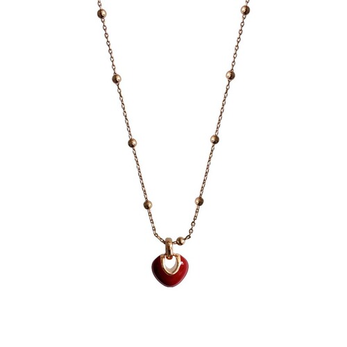 French drip glaze red love necklace autumn and winter clavicle chain light luxury women's high-end pendant niche design necklace