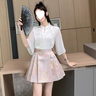 New Chinese Style Ancient Style Horse Face Skirt for Women Slimming High Waist Horse Face Skirt Chinese Style Spring and Summer New Jacquard Pleated Skirt
