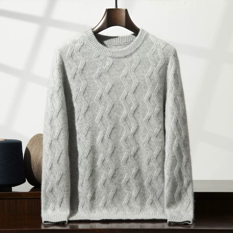 Cashmere woolen body-friendly sweater for leisure, round collar, increased thickness, loose fit