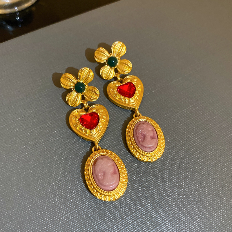 Drop Earrings Classification Retro Flower Butterfly Metal Inlay Rhinestones Women's Drop Earrings