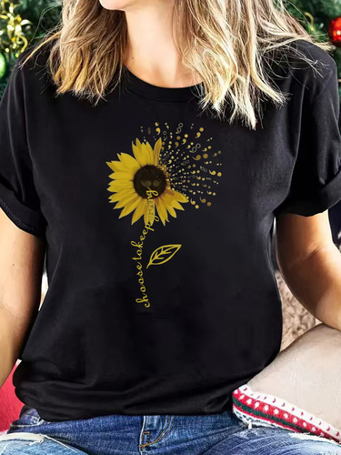 Cross-border plus-size women's short-sleeve European and American foreign trade AliExpress eBay Amazon independent station printed loose top clothing