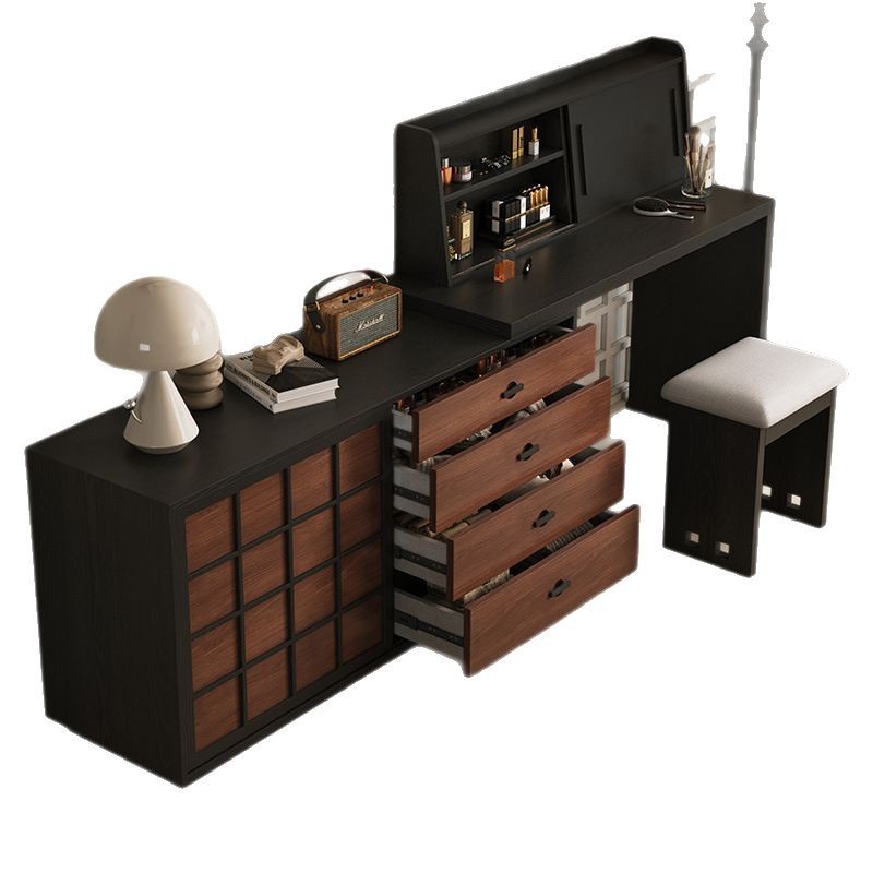 Mesa de tocador de esquina multifuncional retro, cómoda de dormitorio antiguo, cómoda, mesa de tocador de una pieza al final de la cama, almacenamiento francés
