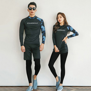 South Korea Diving Suit Women's Split Sunscreen Long-sleeved Swimsuit Men's Slimming Quick-drying Couple's Snorkeling Surfing Jellyfish Suit Hot Spring