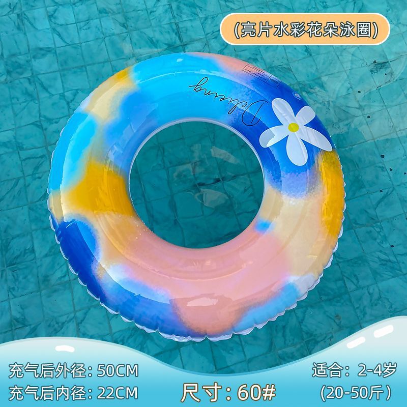 Red Daisy transparente anillo de natación de diafragma, anillo de natación infláble para adultos y niños, anillo de natación de piscina junto al mar