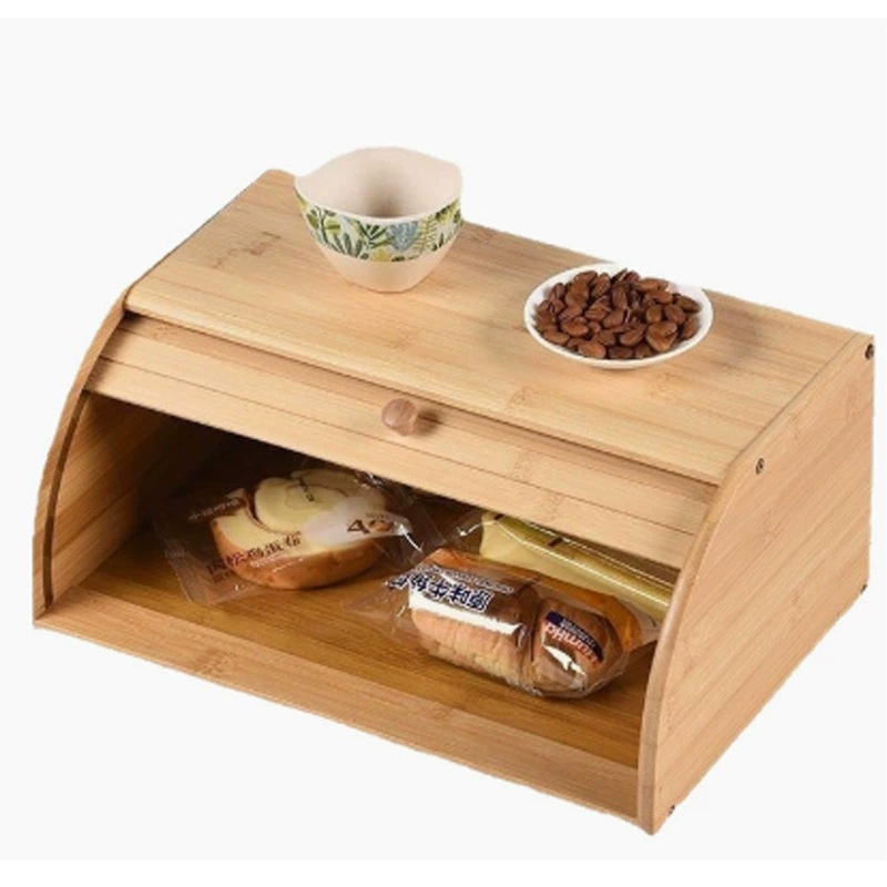 Caja de pan de bambú caja de almacenamiento de cocina transfronteriza caja de almacenamiento de pan pequeño ecológico casero caja de almacenamiento de pan a prueba de polvo
