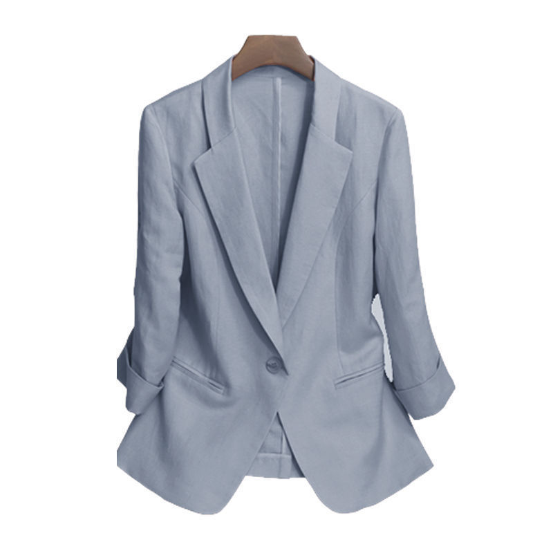 Cotton and Linen Multi-Color Thin Small Suit Jacket for Women Summer 2025 Fashion Short Slim Small Suit Women's Top Spring & Fall Cotton and Linen Multi-Color Thin Small Suit Jacket for Women Summer 2025 Fashion Short Slim Small Suit Women's Top Spring & Fall