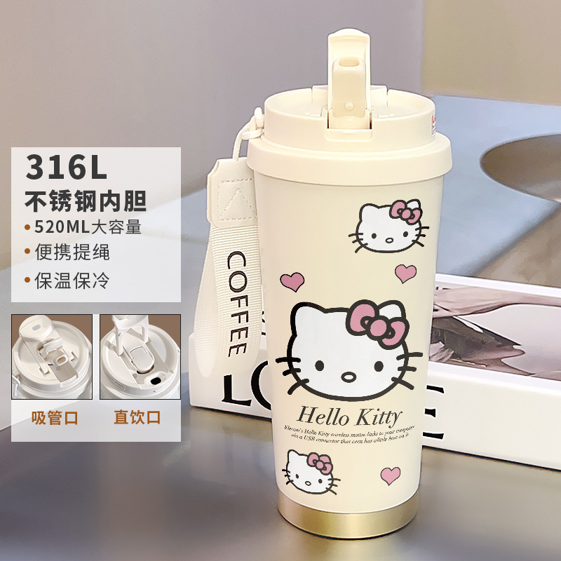 蜡笔小新保温杯高颜值学生便携女大容量不锈钢车载保冷双饮咖啡杯|undefined