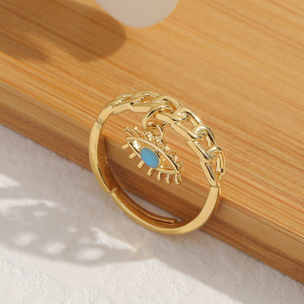 new womenu0027s ring geometric evil eye open copper tail ring
