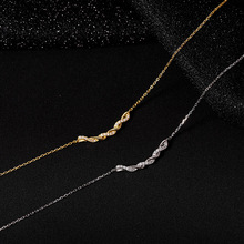 新款交缠麻花项链女时尚潮冷淡风气质简锁骨链简约微笑ins风颈链