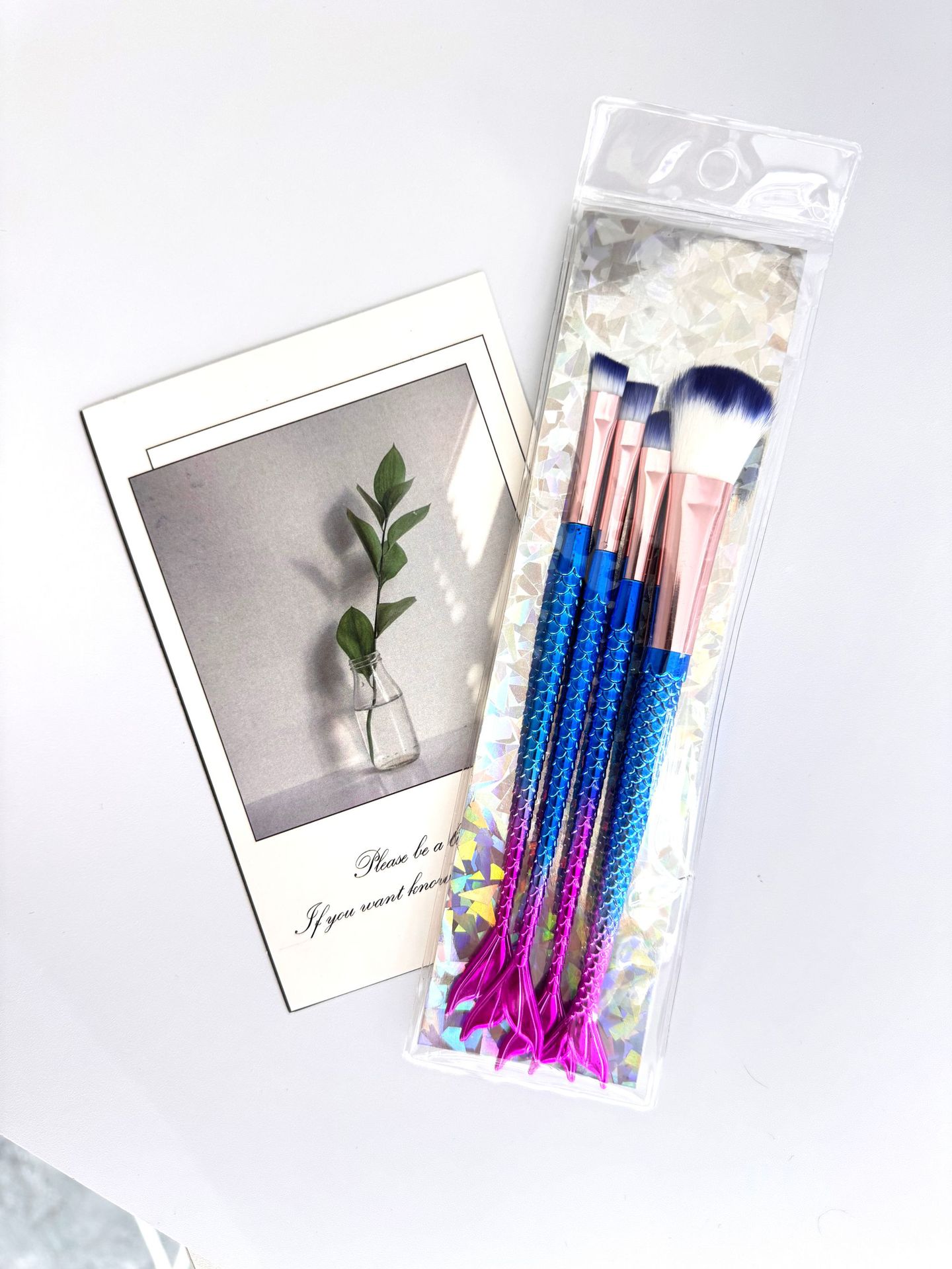 Mermaid Gradiente Eye Makeup Brush Bolsa de pvc Pincel de maquillaje de cola de pez dividida Pincel de mancha Venta caliente transfronteriza