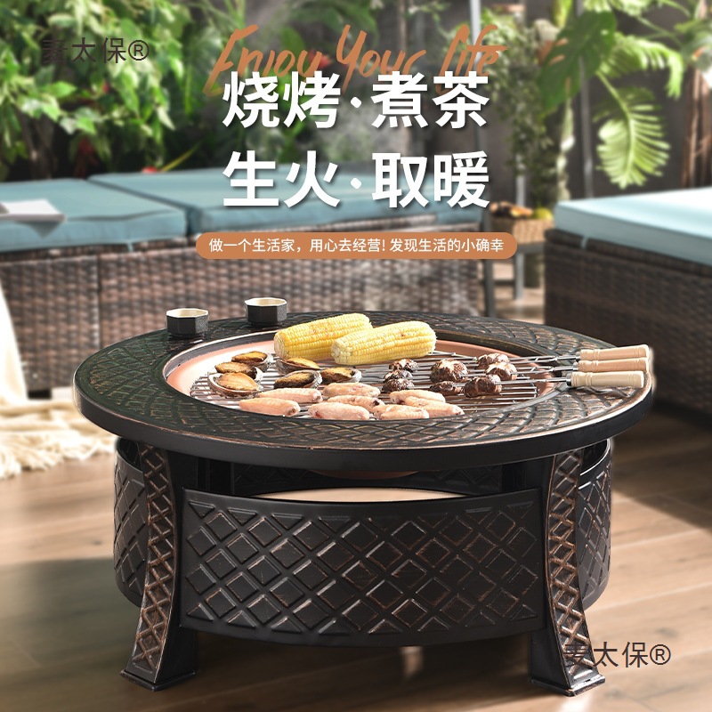 Tea Brewing Stove for Home Use, Barbecue Grill for Courtyard, Outdoor Barbecue Table, Charcoal Grill for Heating and Roasting, Metabo