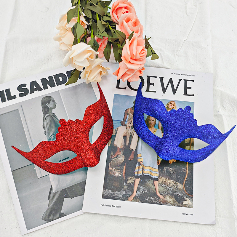 Carnaval polvo brillante retro pequeña máscara de corona veneciana máscara falsa máscara de maquillaje polvo brillante retro máscara de mitad de cara