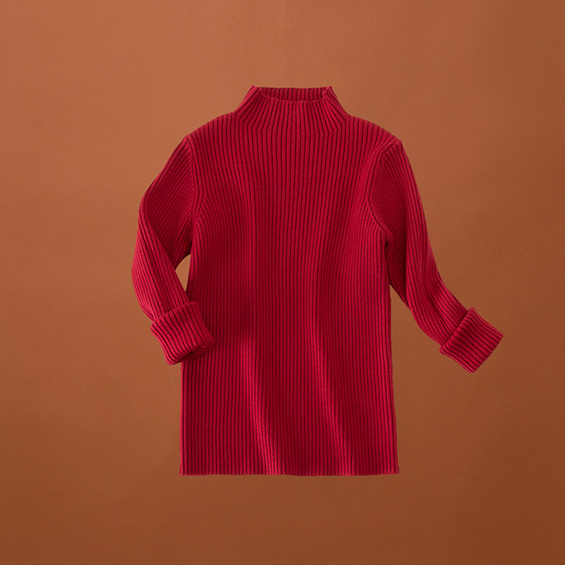 Suéter coreano de cuello alto para niños y niñas, camisa de punto para niños de mediano edad, invierno y otoño, chaqueta caliente de cuello alto