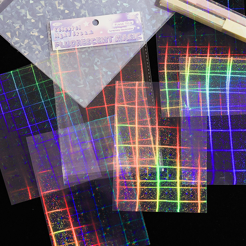 Colorful Dream Laser Flash Film Stickers Diy foto tarjeta de búsqueda de estrellas adhesivo láser recubierto adhesivo decoración diario