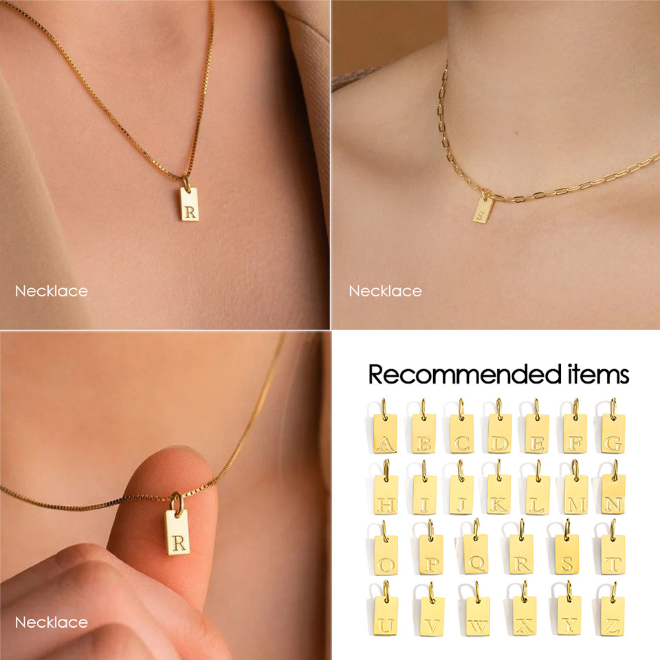 Letter Pattern 1 Piece 10*6mm 304 Stainless Steel PVD Coated Real Gold Plated Letter Polished Pendant DIY Jewelry Accessories