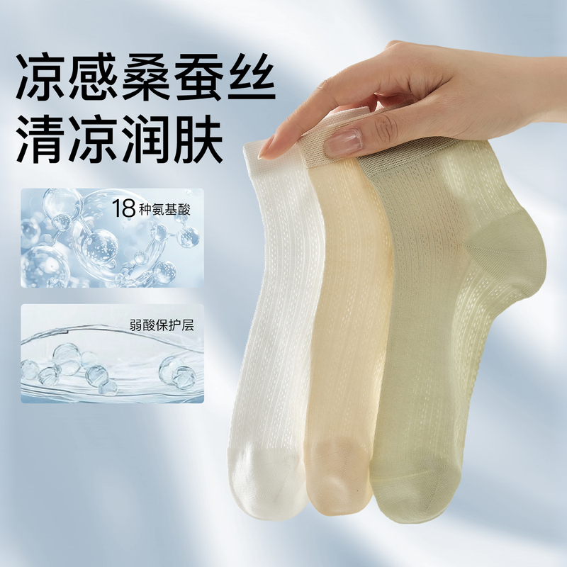 マルベリーシルクソックス女性の夏の薄い靴下 7A グレード抗菌クール夏の靴下白バレエ風ショートソックス|undefined