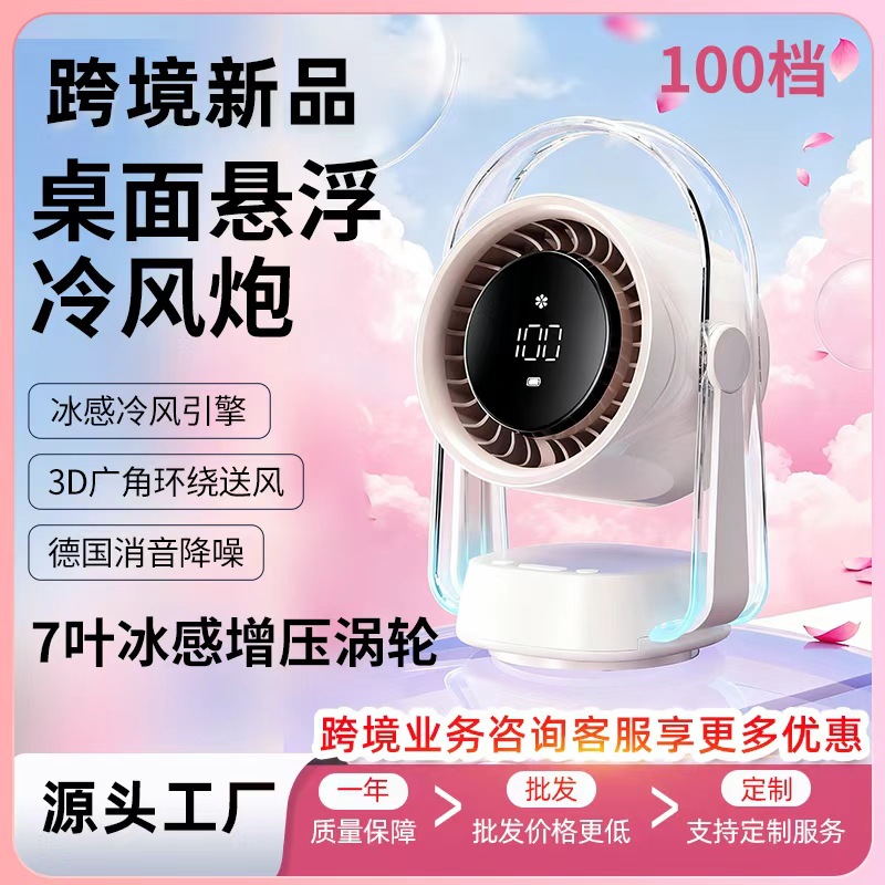 Cross-Border New Desktop Fan Household Shaking Head Fan Bladeless Fan Air Conditioning Fan Small Fan Tabletop Wall-Mounted Dual-Use