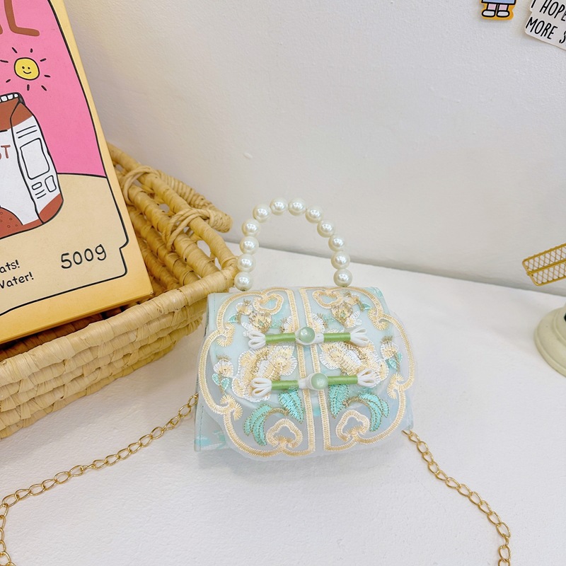 2025 nuevo estilo nacional bolso infantil princesa bolso de perla nueva niña china accesorios cadena bolso de mochila