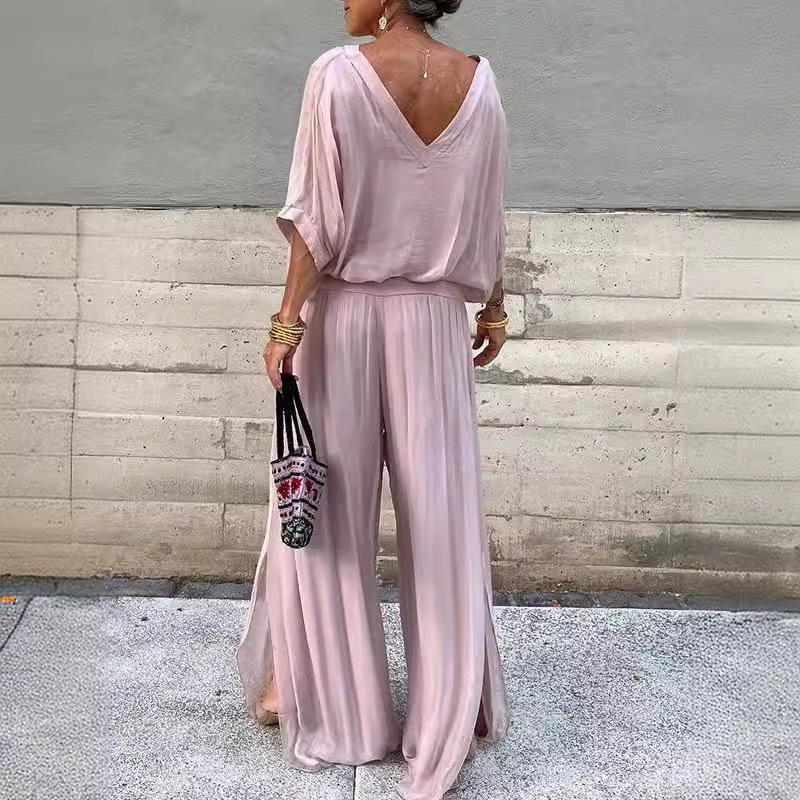 2024 Europe and the United States cross-border summer new women's clothing independent station AliExpress fashion hot selling solid color chiffon suit women