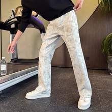 高级感直筒裤男美式复古高街牛仔裤痞帅男裤2025新款春秋微喇裤子