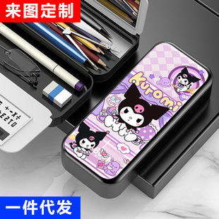 Cute Kuromi Internet Celebrity Multifunctional Student Stationery Box Glasses Storage Box Pencil Case Pencil Case Large Capacity Wholesale