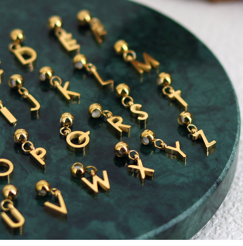 1 Pieza Acero Inoxidable 304 Chapados en oro de 18k Letra Colgante display picture 3