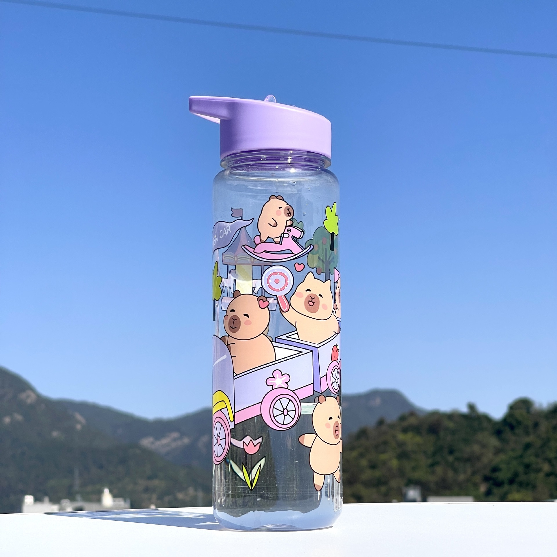 Taza de paja Kapi Barakatong con cierre Taza de mano Taza de plástico para deportes y fitness Taza de agua espacial para hombres y mujeres
