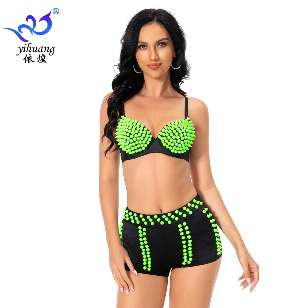 Европейский и американский бюстгальтер с заклепками Одежда для анимационных выступлений Персонаж Фестивальная сценическая одежда Одежда для панк-танцев Одежда для певцов