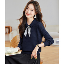 翻领蝴蝶结针织衫上衣女秋冬装2025新款时尚洋气好看别致漂亮毛衣