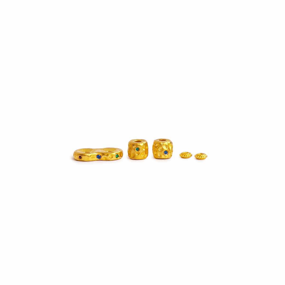 Ancient method gold color eight-character ring hammer pattern instead of good luck text play handmade Joker DIY bracelet beads accessories