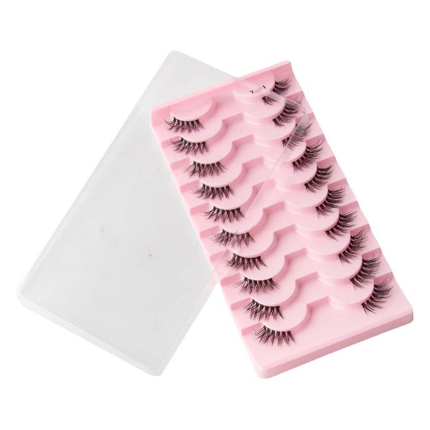 La mitad plana transfronteriza pestañas postizas tallo transparente grupo femenino Internet celebridad ancla hermoso ojo japonés natural pestañas gruesas