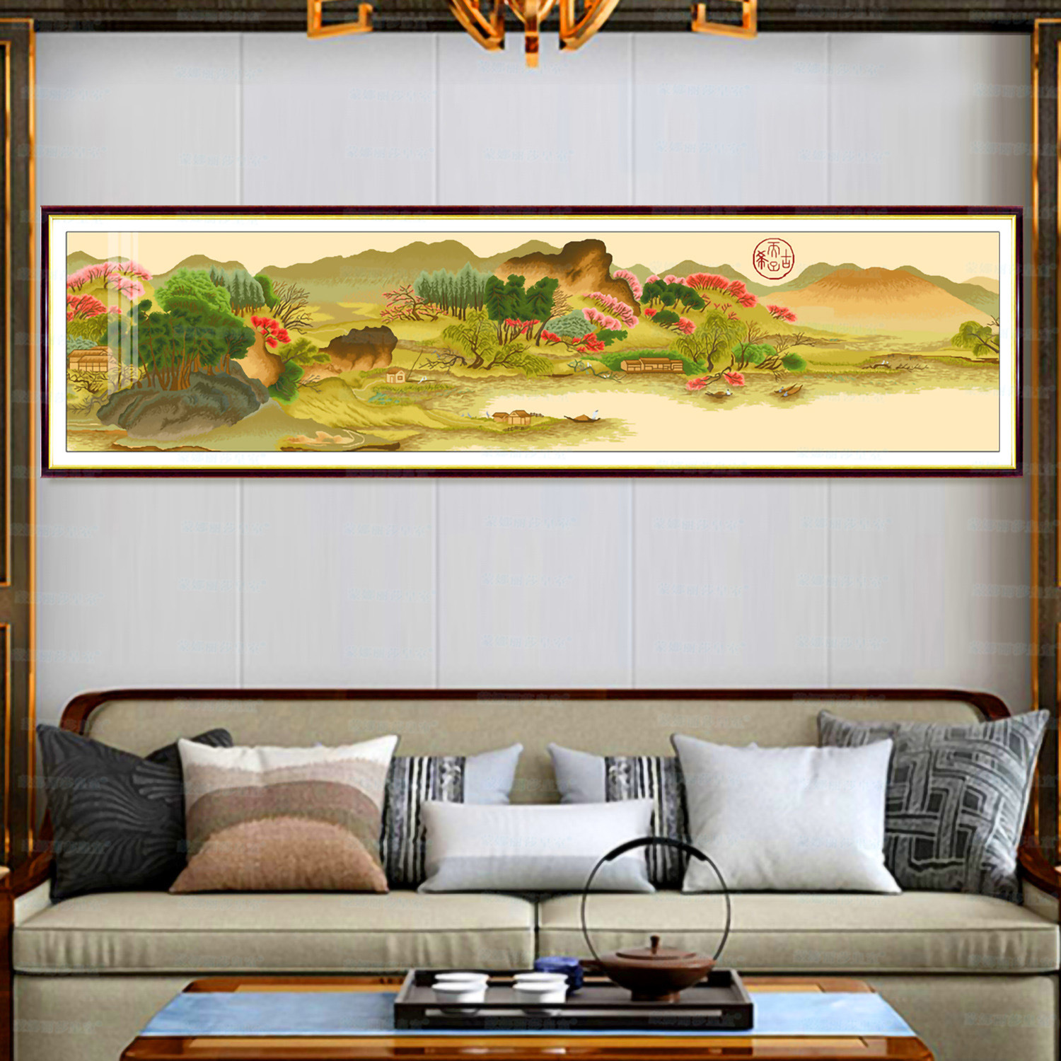 Monalisa Royal punto de cruz Xishan chunxiaotu Sala estar elegante famosa pintura decoración bordado hilo hecho a mano Chino image 3