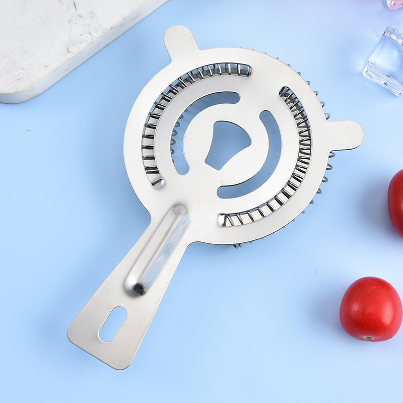 Stainless Steel Cat Head Ice Filter Ice Clip Milk Tea Fruit Tea Filter Bar Bartending Tool Round Handle Ice Separator