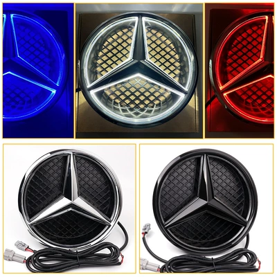 Suitable for Mercedes-Benz luminous LED middle net logo A B C E GLC ML modified solid with light original car logo