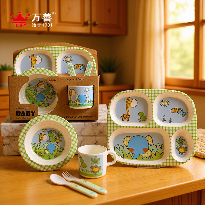 Creative Dishes Melamine Children's Eating Partition Plate Tableware Baby Baby Food Bowl Cute Cartoon Dinner Plate