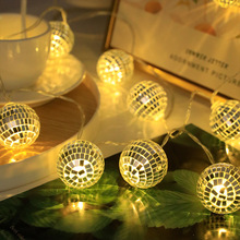 廠家批發LED鏡面球燈串迪斯科球電池燈發光彩燈ktv酒吧裝飾串燈