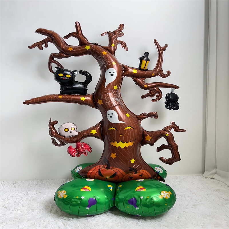 Atmósfera transfronteriza Halloween gigantesco de pie base de globo calabaza esqueleto demonio centro comercial bar café diseño