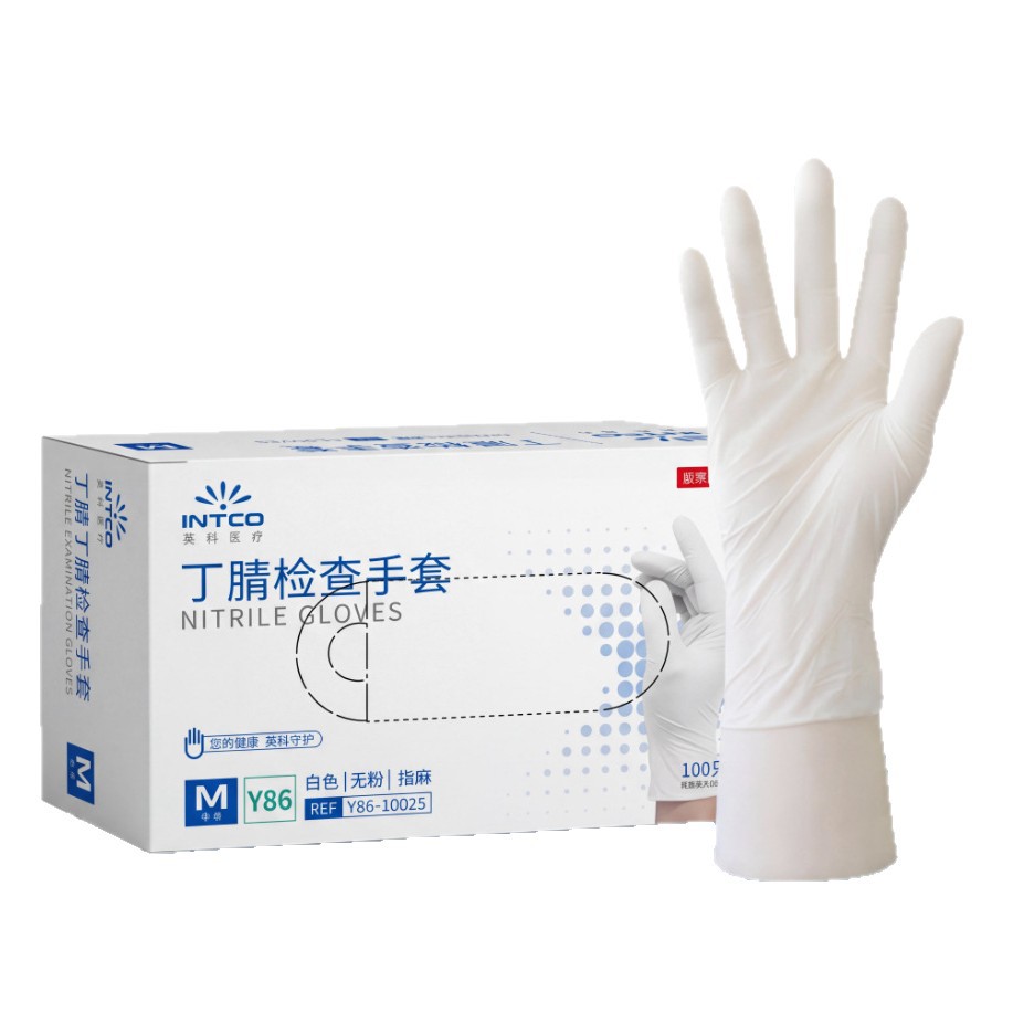 Guantes desechables de nitrilo Yingke Y86, guantes de goma blancos industriales para inspección de alimentos, guantes de nitrilo al por mayor