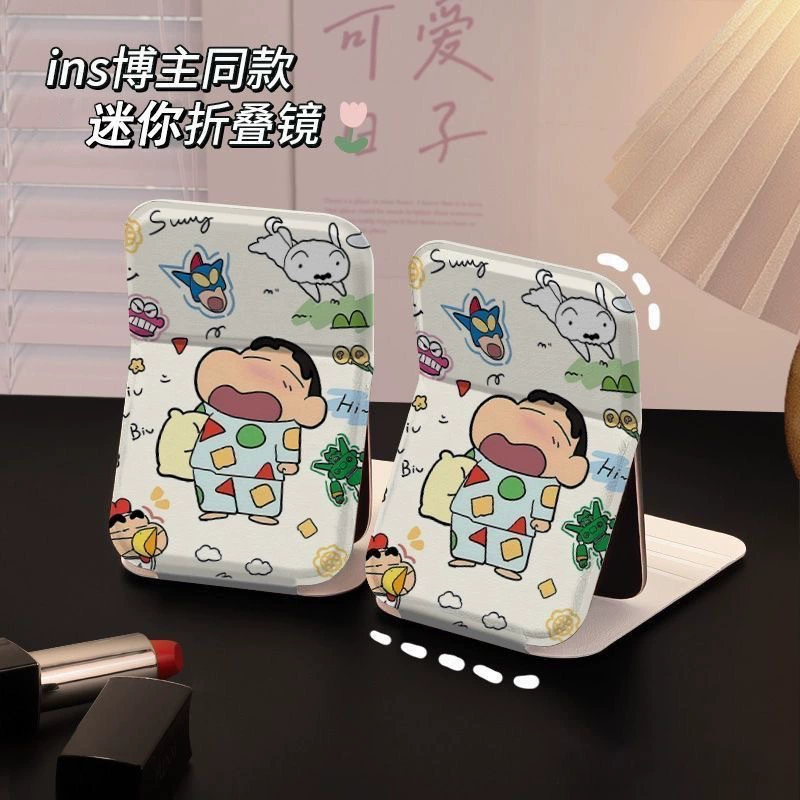 Зеркало Crayon Shin-chan, милое зеркало для макияжа, портативное складное студенческое общежитие, настольное зеркало для макияжа, домашний рабочий стол