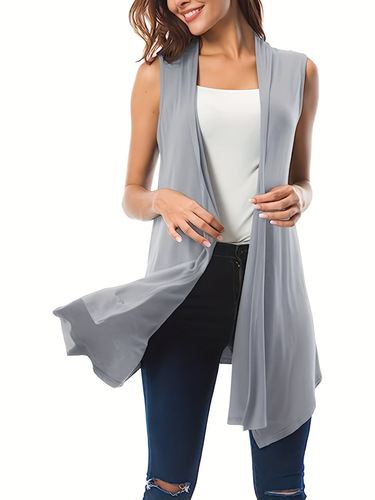 Women's plus size open front asymmetric hem sleeves cross-border