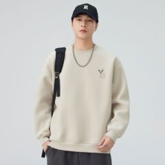 尚谷服饰 圆领卫衣男春秋季新款复古刺绣套头百搭休闲潮牌情侣款