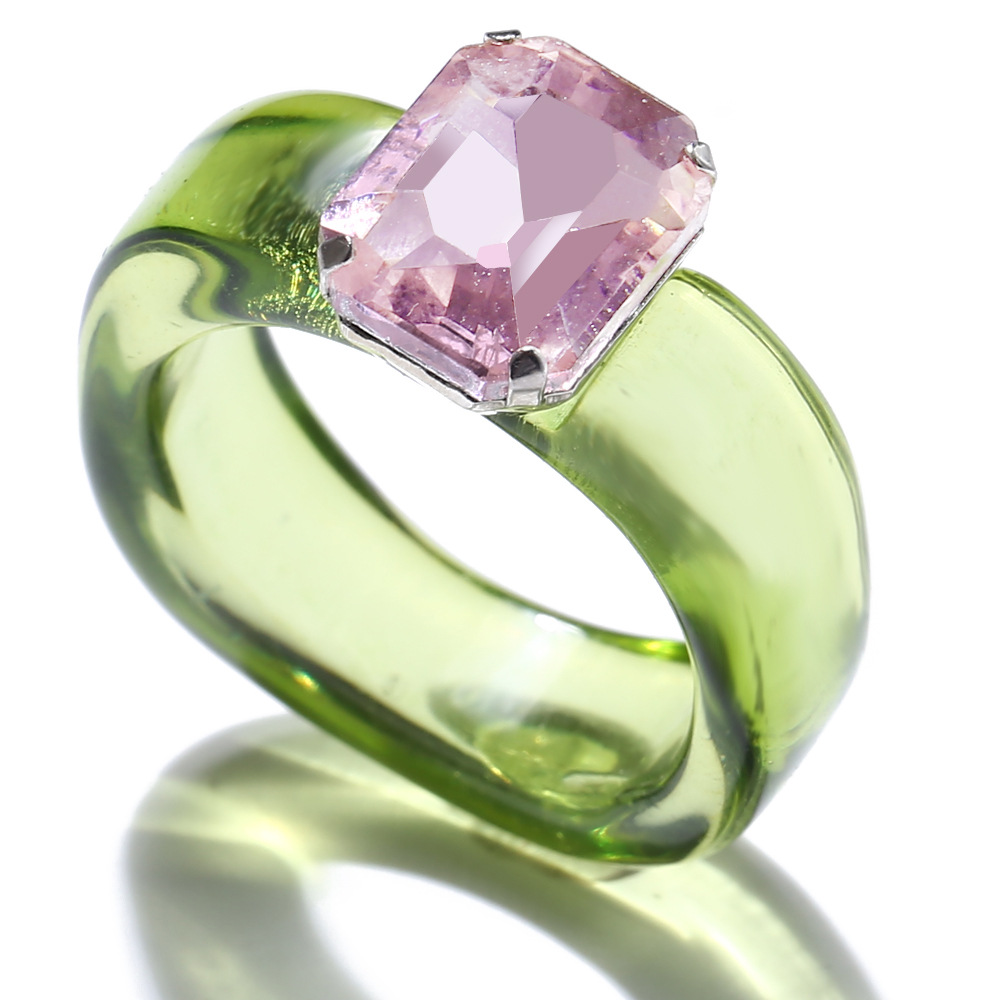 Fashion Colored Gemstone Diamond Resin Ring display picture 1