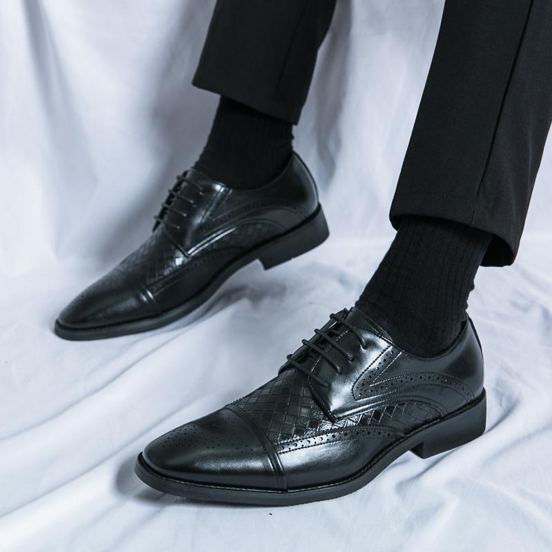 4748 zapatos de cuero transfronterizos de hombre, cordones de zapatos de hombre, tallado, tejido, vestido formal de negocios, zapatos de boda image 1