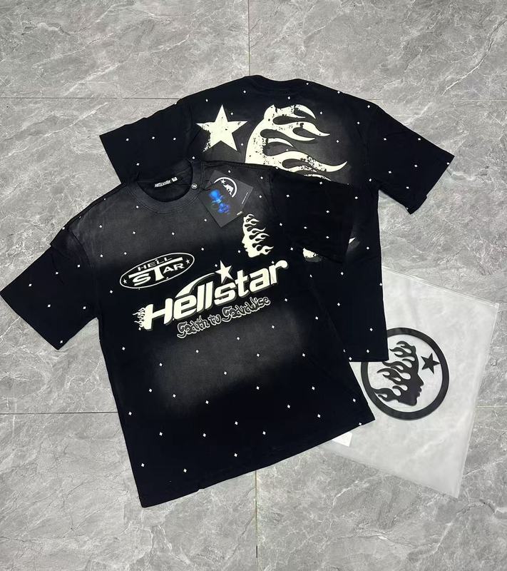 美式超火小众潮牌夏季地狱之星满印涂鸦印花短袖男女宽松半袖T恤|undefined