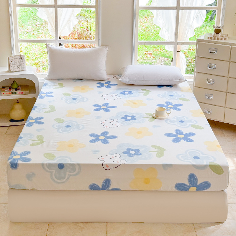 Cartoon Ins Style Aloe Vera Cotton Fitted Bed Sheets Home Spring and Summer Simple Bedspread Cover Dormitory Bedding Single Piece Mattress Cover