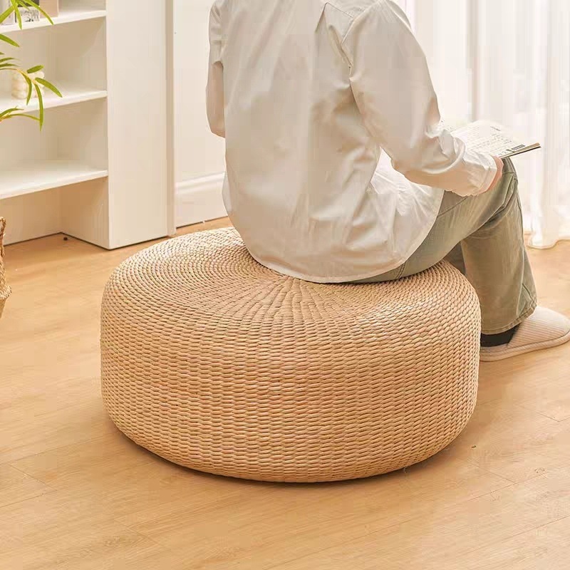 Cojín de futón de tatami de estilo japonés, piso perezoso en casa, meditación, estera de paja, ventana salediza suave