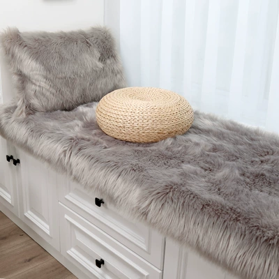 Stuffed Bay Window Mat, Window Car Carpet - gray-long-hair-60120cm