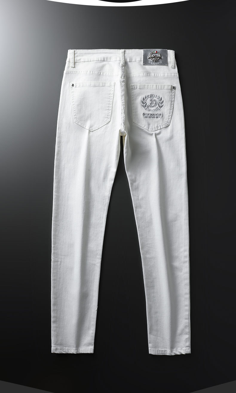 Men's High Quality Non fading and Non pilling Elastic Silk Cotton Jeans Men's Autumn Comfortable Slim Fit Small Feet_voghion.com